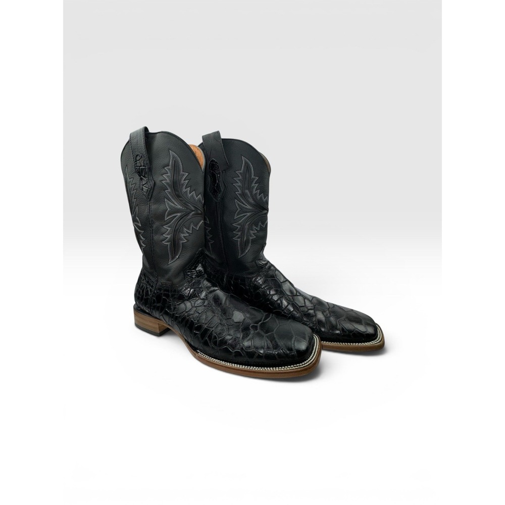 Size 13.5 - Texas Legacy Black Cowboy Boots Reptile Scale Design *Minor Flaw*